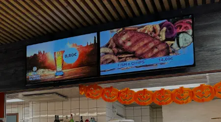 Digital menu screen in a restaurant